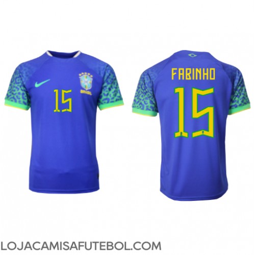 Camisa de Futebol Brasil Fabinho #15 Equipamento Secundário Mundo 2022 Manga Curta